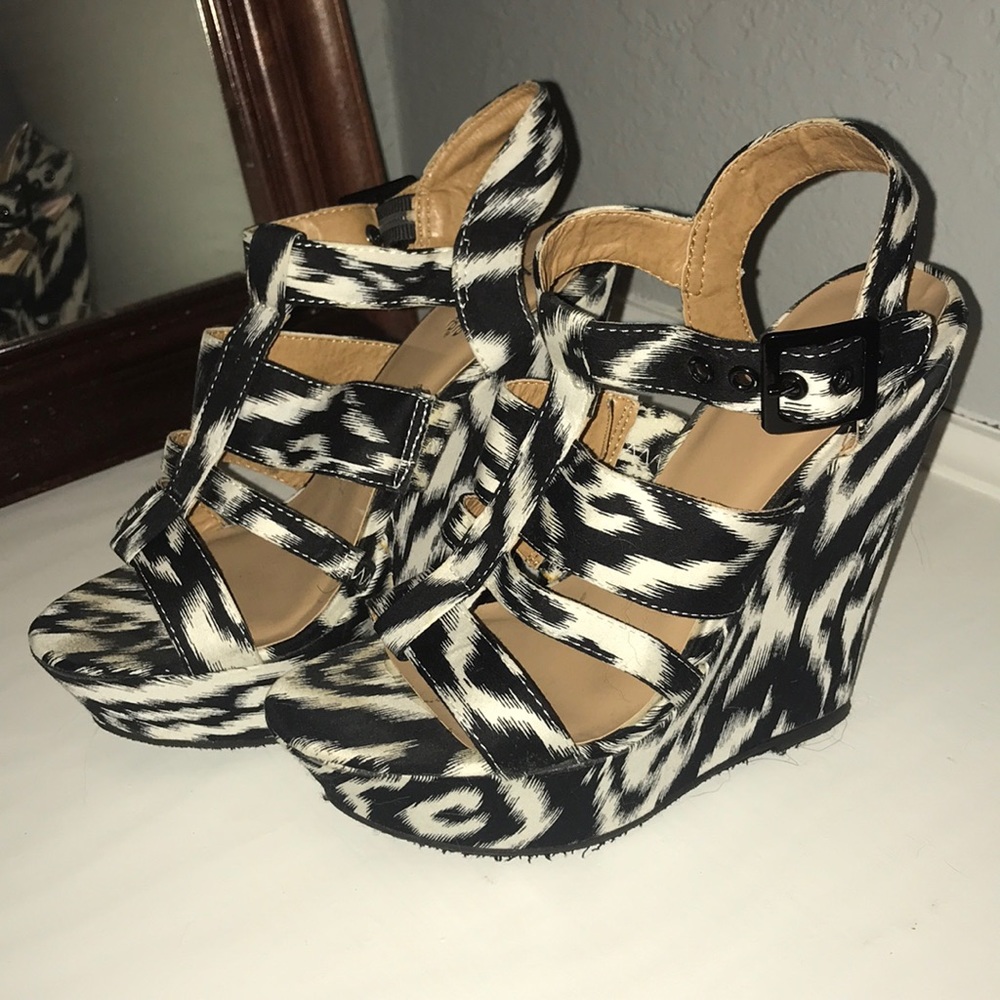 Black and White Platform Wedges